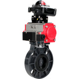 Butterfly valves Elephant WBV4242E-2W-Fb-ISO, body material - UPVC, disc material - UPVC, seal - EPDM, with pneumatic actuator double action PA-DA, pneumatic distributor 4M310-08 220V and LSU APL-210N