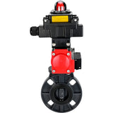 Butterfly valves Elephant WBV4242E-2W-Fb-ISO, body material - UPVC, disc material - UPVC, seal - EPDM, with pneumatic actuator double action PA-DA, pneumatic distributor 4M310-08 220V and LSU APL-410N EX