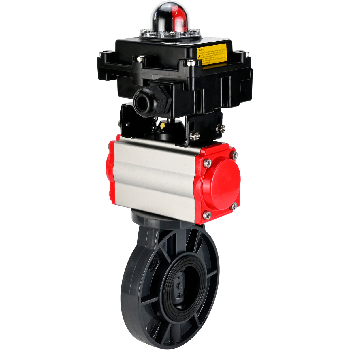 Butterfly valves Elephant WBV4242E-2W-Fb-ISO, body material - UPVC, disc material - UPVC, seal - EPDM, with pneumatic actuator double action PA-DA, pneumatic distributor 4M310-08 220V and LSU APL-410N EX