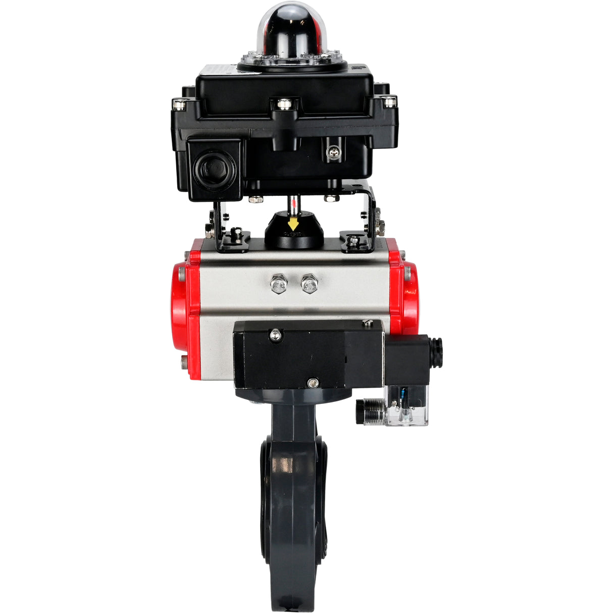 Butterfly valves Elephant WBV4242E-2W-Fb-ISO, body material - UPVC, disc material - UPVC, seal - EPDM, with pneumatic actuator double action PA-DA, pneumatic distributor 4M310-08 220V and LSU APL-410N EX
