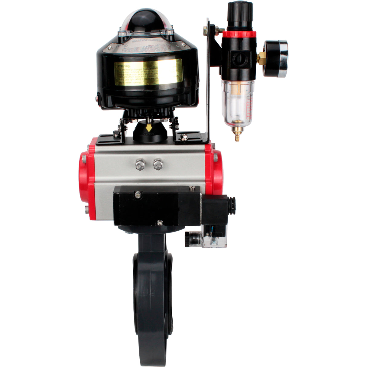 Butterfly valves Elephant WBV4242E-2W-Fb-ISO, body material - UPVC, disc material - UPVC, seal - EPDM, with pneumatic actuator double action PA-DA, pneumatic distributor 4M310-08 24V, LSU APL-510N EX and ATU AFC2000