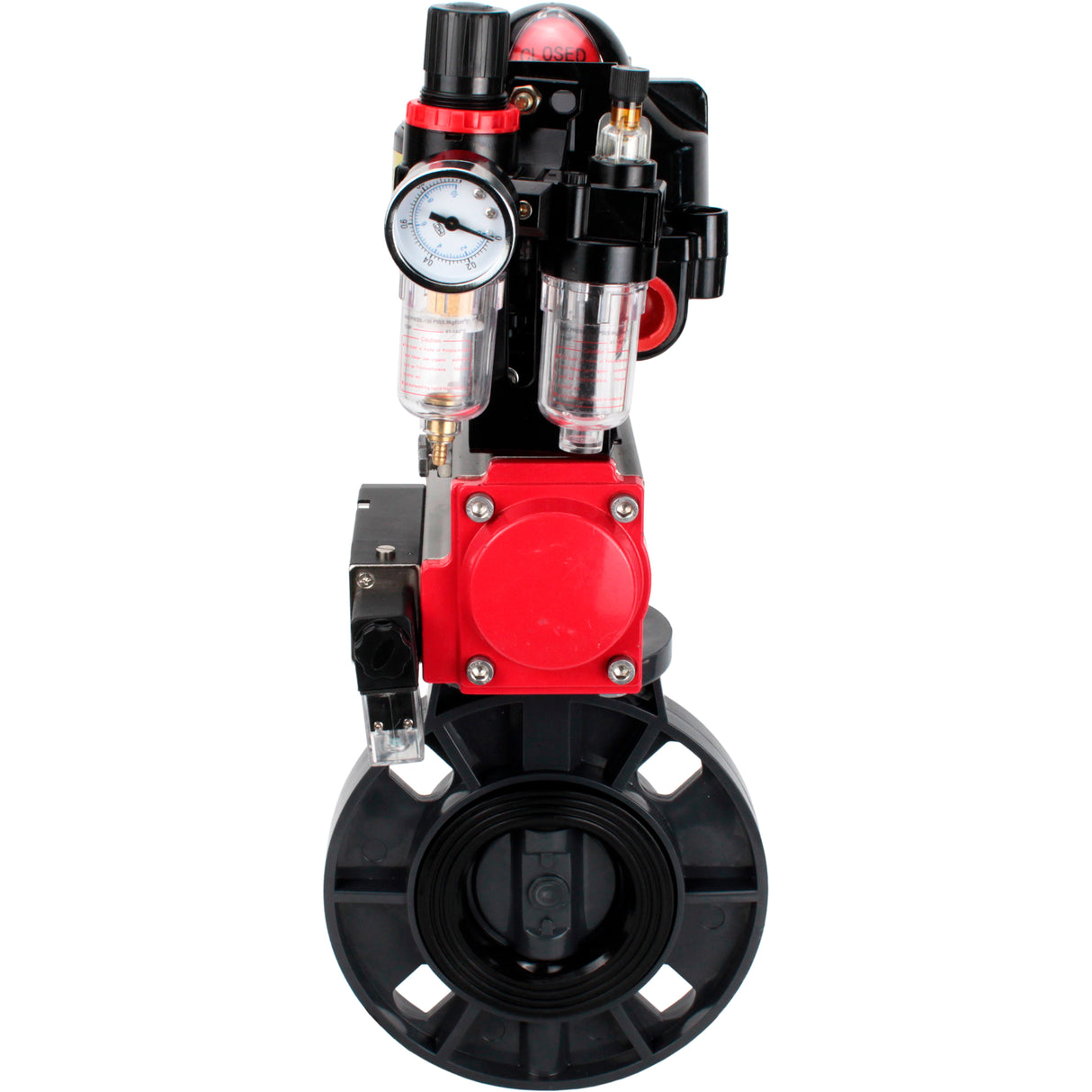 Butterfly valves Elephant WBV4242E-2W-Fb-ISO, body material - UPVC, disc material - UPVC, seal - EPDM, with pneumatic actuator double action PA-DA, pneumatic distributor 4M310-08 24V, LSU APL-510N EX and ATU AFC2000