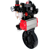 Butterfly valves Elephant WBV4242E-2W-Fb-ISO, body material - UPVC, disc material - UPVC, seal - EPDM, with pneumatic actuator double action PA-DA, pneumatic distributor 4M310-08 24V, LSU APL-510N EX and ATU AFC2000