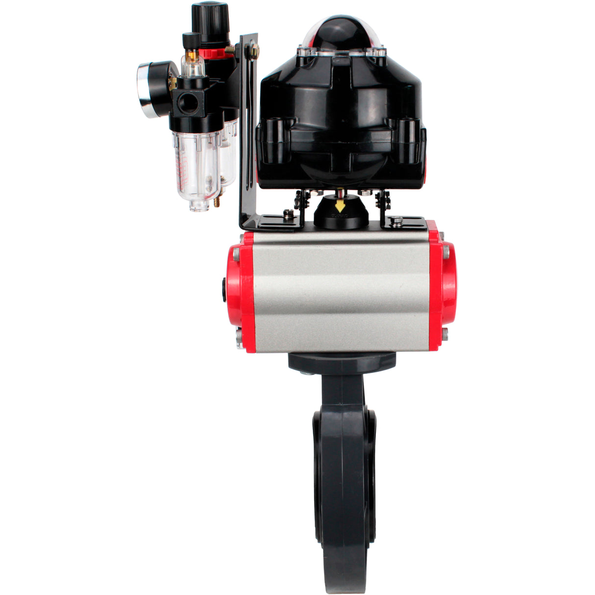 Butterfly valves Elephant WBV4242E-2W-Fb-ISO, body material - UPVC, disc material - UPVC, seal - EPDM, with pneumatic actuator double action PA-DA, pneumatic distributor 4M310-08 24V, LSU APL-510N EX and ATU AFC2000