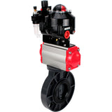 Butterfly valves Elephant WBV4242E-2W-Fb-ISO, body material - UPVC, disc material - UPVC, seal - EPDM, with pneumatic actuator double action PA-DA, pneumatic distributor 4M310-08 24V, LSU APL-510N EX and ATU AFC2000