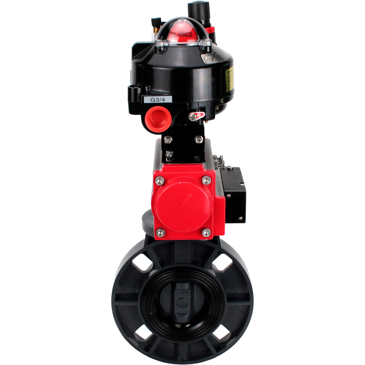 Butterfly valves Elephant WBV4242E-2W-Fb-ISO, body material - UPVC, disc material - UPVC, seal - EPDM, with pneumatic actuator double action PA-DA, pneumatic distributor 4M310-08 24V, LSU APL-510N EX and ATU AFC2000