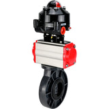 Butterfly valves Elephant WBV4242E-2W-Fb-ISO, body material - UPVC, disc material - UPVC, seal - EPDM, with pneumatic actuator double action PA-DA, pneumatic distributor 4M310-08 220V and LSU APL-510N EX