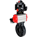 Butterfly valves Elephant WBV4242E-2W-Fb-ISO, body material - UPVC, disc material - UPVC, seal - EPDM, with pneumatic actuator double action PA-DA, pneumatic distributor 4M310-08 220V and LSU APL-510N EX