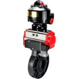 Butterfly valves Elephant WBV4242E-2W-Fb-ISO, body material - UPVC, disc material - UPVC, seal - EPDM, with pneumatic actuator double action PA-DA, pneumatic distributor 4M310-08 220V and LSU APL-510N EX