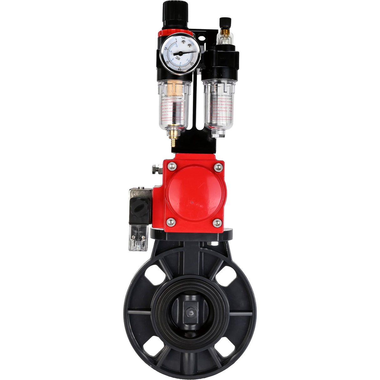 Butterfly valves Elephant WBV4242E-2W-Fb-ISO, body material - UPVC, disc material - UPVC, seal - EPDM, with pneumatic actuator double action PA-DA, pneumatic distributor 4M310-08 24V and ATU AFC2000