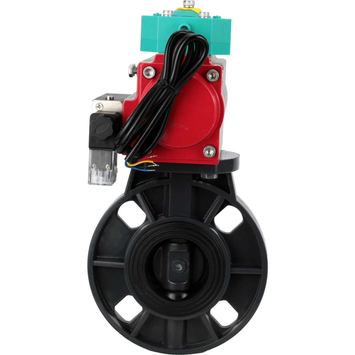 Butterfly valves Elephant WBV4242E-2W-Fb-ISO, body material - UPVC, disc material - UPVC, seal - EPDM, with pneumatic actuator double action PA-DA, pneumatic distributor 4M310-08 220V and magnetic switch ALS200D