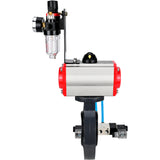 Butterfly valves Elephant WBV4242E-2W-Fb-ISO, body material - UPVC, disc material - UPVC, seal - EPDM, with pneumatic actuator double action PA-DA, pneumatic distributor 4V320-08 220V and ATU AFC2000