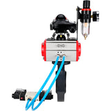Butterfly valves Elephant WBV4242E-2W-Fb-ISO, body material - UPVC, disc material - UPVC, seal - EPDM, with pneumatic actuator double action PA-DA, pneumatic distributor 4V320-10 220V, LSU APL-210N and ATU AFC2000