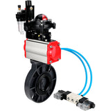 Butterfly valves Elephant WBV4242E-2W-Fb-ISO, body material - UPVC, disc material - UPVC, seal - EPDM, with pneumatic actuator double action PA-DA, pneumatic distributor 4V320-10 220V, LSU APL-210N and ATU AFC2000