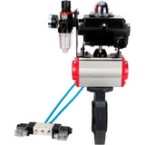 Butterfly valves Elephant WBV4242E-2W-Fb-ISO, body material - UPVC, disc material - UPVC, seal - EPDM, with pneumatic actuator double action PA-DA, pneumatic distributor 4V320-10 220V, LSU APL-410N EX and ATU AFC2000