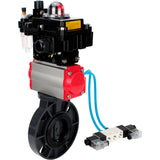 Butterfly valves Elephant WBV4242E-2W-Fb-ISO, body material - UPVC, disc material - UPVC, seal - EPDM, with pneumatic actuator double action PA-DA, pneumatic distributor 4V320-10 220V, LSU APL-410N EX and ATU AFC2000