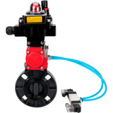 Butterfly valves Elephant WBV4242E-2W-Fb-ISO, body material - UPVC, disc material - UPVC, seal - EPDM, with pneumatic actuator double action PA-DA, pneumatic distributor 4V320-10 220V, LSU APL-410N EX and ATU AFC2000