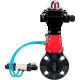 Butterfly valves Elephant WBV4242E-2W-Fb-ISO, body material - UPVC, disc material - UPVC, seal - EPDM, with pneumatic actuator double action PA-DA, pneumatic distributor 4V320-10 220V and LSU APL-410N EX