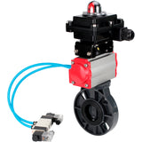 Butterfly valves Elephant WBV4242E-2W-Fb-ISO, body material - UPVC, disc material - UPVC, seal - EPDM, with pneumatic actuator double action PA-DA, pneumatic distributor 4V320-10 220V and LSU APL-410N EX