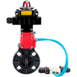 Butterfly valves Elephant WBV4242E-2W-Fb-ISO, body material - UPVC, disc material - UPVC, seal - EPDM, with pneumatic actuator double action PA-DA, pneumatic distributor 4V320-10 220V and LSU APL-410N EX