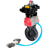 Butterfly valves Elephant WBV4242E-2W-Fb-ISO, body material - UPVC, disc material - UPVC, seal - EPDM, with pneumatic actuator double action PA-DA, pneumatic distributor 4V320-10 220V and LSU APL-410N EX