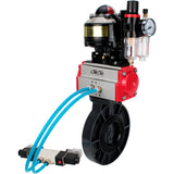 Butterfly valves Elephant WBV4242E-2W-Fb-ISO, body material - UPVC, disc material - UPVC, seal - EPDM, with pneumatic actuator double action PA-DA, pneumatic distributor 4V320-10 220V, LSU APL-510N EX and ATU AFC2000