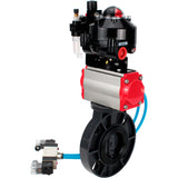 Butterfly valves Elephant WBV4242E-2W-Fb-ISO, body material - UPVC, disc material - UPVC, seal - EPDM, with pneumatic actuator double action PA-DA, pneumatic distributor 4V320-10 220V, LSU APL-510N EX and ATU AFC2000