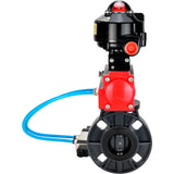 Butterfly valves Elephant WBV4242E-2W-Fb-ISO, body material - UPVC, disc material - UPVC, seal - EPDM, with pneumatic actuator double action PA-DA, pneumatic distributor 4V320-10 220V and LSU APL-510N EX