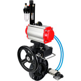 Butterfly valves Elephant WBV4242E-2W-Fb-ISO, body material - UPVC, disc material - UPVC, seal - EPDM, with pneumatic actuator double action PA-DA, pneumatic distributor 4V320-08 220V, ATU AFC2000 and handwheel MON