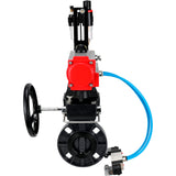 Butterfly valves Elephant WBV4242E-2W-Fb-ISO, body material - UPVC, disc material - UPVC, seal - EPDM, with pneumatic actuator double action PA-DA, pneumatic distributor 4V320-08 220V, ATU AFC2000 and handwheel MON
