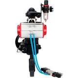 Butterfly valves Elephant WBV4242E-2W-Fb-ISO, body material - UPVC, disc material - UPVC, seal - EPDM, with pneumatic actuator double action PA-DA, pneumatic distributor 4V320-10 220V, LSU APL-210N, ATU AFC2000 and handwheel MON
