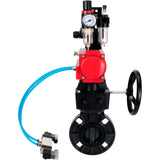 Butterfly valves Elephant WBV4242E-2W-Fb-ISO, body material - UPVC, disc material - UPVC, seal - EPDM, with pneumatic actuator double action PA-DA, pneumatic distributor 4V320-10 220V, LSU APL-210N, ATU AFC2000 and handwheel MON