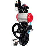 Butterfly valves Elephant WBV4242E-2W-Fb-ISO, body material - UPVC, disc material - UPVC, seal - EPDM, with pneumatic actuator double action PA-DA, pneumatic distributor 4V320-10 220V, LSU APL-210N, ATU AFC2000 and handwheel MON