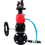 Butterfly valves Elephant WBV4242E-2W-Fb-ISO, body material - UPVC, disc material - UPVC, seal - EPDM, with pneumatic actuator double action PA-DA, pneumatic distributor 4V320-10 220V, LSU APL-210N, ATU AFC2000 and handwheel MON