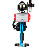 Butterfly valves Elephant WBV4242E-2W-Fb-ISO, body material - UPVC, disc material - UPVC, seal - EPDM, with pneumatic actuator double action PA-DA, pneumatic distributor 4V320-08 220V, LSU APL-510N EX, ATU AFC2000 and handwheel MON