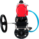 Butterfly valves Elephant WBV4242E-2W-Fb-ISO, body material - UPVC, disc material - UPVC, seal - EPDM, with pneumatic actuator double action PA-DA, pneumatic distributor 4V320-10 220V and handwheel MON