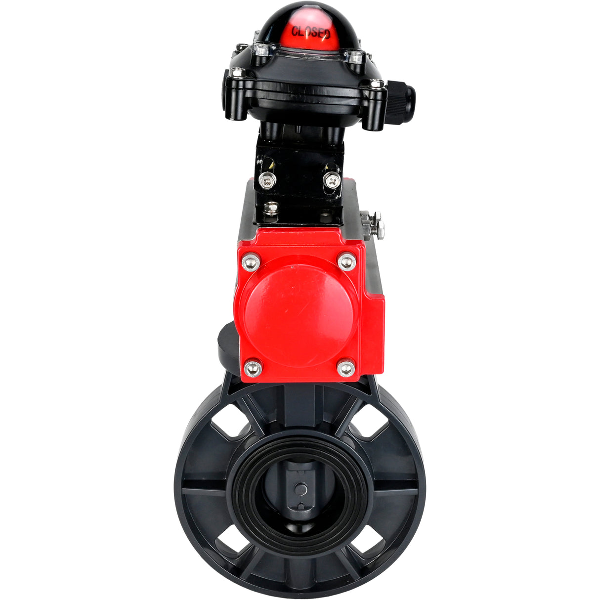 Butterfly valves Elephant WBV4242E-2W-Fb-ISO, body material - UPVC, disc material - UPVC, seal - EPDM, with pneumatic actuator double action PA-DA and LSU APL-210N