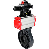 Butterfly valves Elephant WBV4242E-2W-Fb-ISO, body material - UPVC, disc material - UPVC, seal - EPDM, with pneumatic actuator double action PA-DA and LSU APL-210N