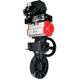 Butterfly valves Elephant WBV4242E-2W-Fb-ISO, body material - UPVC, disc material - UPVC, seal - EPDM, with pneumatic actuator double action PA-DA, electro-pneumatic rotary positioner YT-1000RSN with feedback and handwheel MON