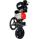 Butterfly valves Elephant WBV4242E-2W-Fb-ISO, body material - UPVC, disc material - UPVC, seal - EPDM, with pneumatic actuator double action PA-DA, electro-pneumatic rotary positioner YT-1000RSN with feedback and handwheel MON