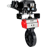 Butterfly valves Elephant WBV4242E-2W-Fb-ISO, body material - UPVC, disc material - UPVC, seal - EPDM, with pneumatic actuator double action PA-DA and electro-pneumatic rotary positioner YT-1000RSN with feedback