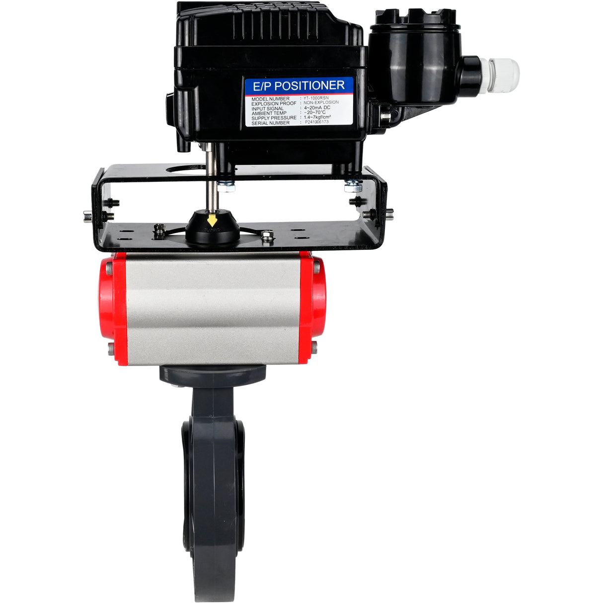 Butterfly valves Elephant WBV4242E-2W-Fb-ISO, body material - UPVC, disc material - UPVC, seal - EPDM, with pneumatic actuator double action PA-DA and electro-pneumatic rotary positioner YT-1000RSN with feedback