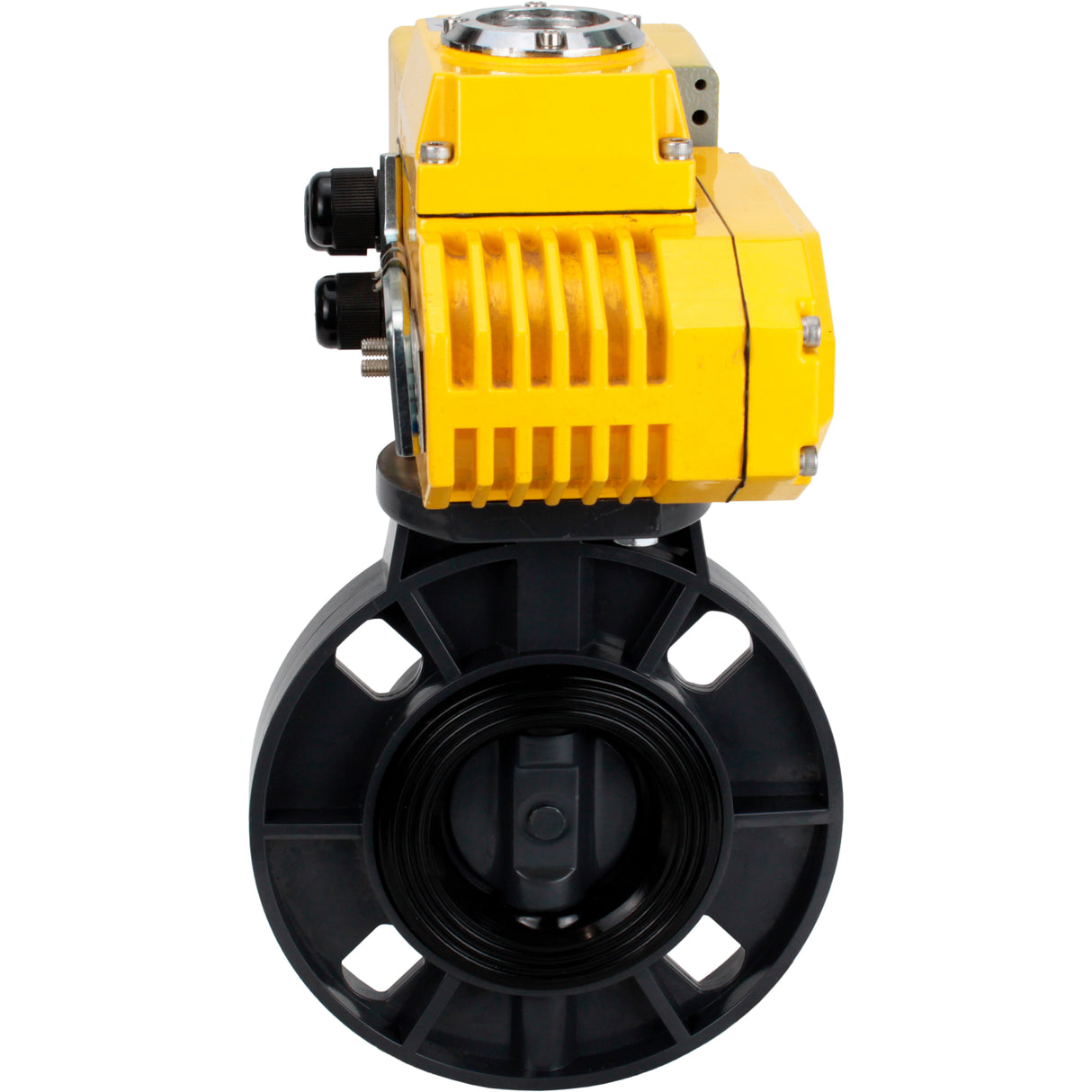 Butterfly valves Elephant WBV4242E-2W-Fb-ISO, body material - UPVC, disc material - UPVC, seal - EPDM, with quarter-turn actuator QT-N-EM-A1-220VAC-U1, feedback sensor and 4-20mA input control signal