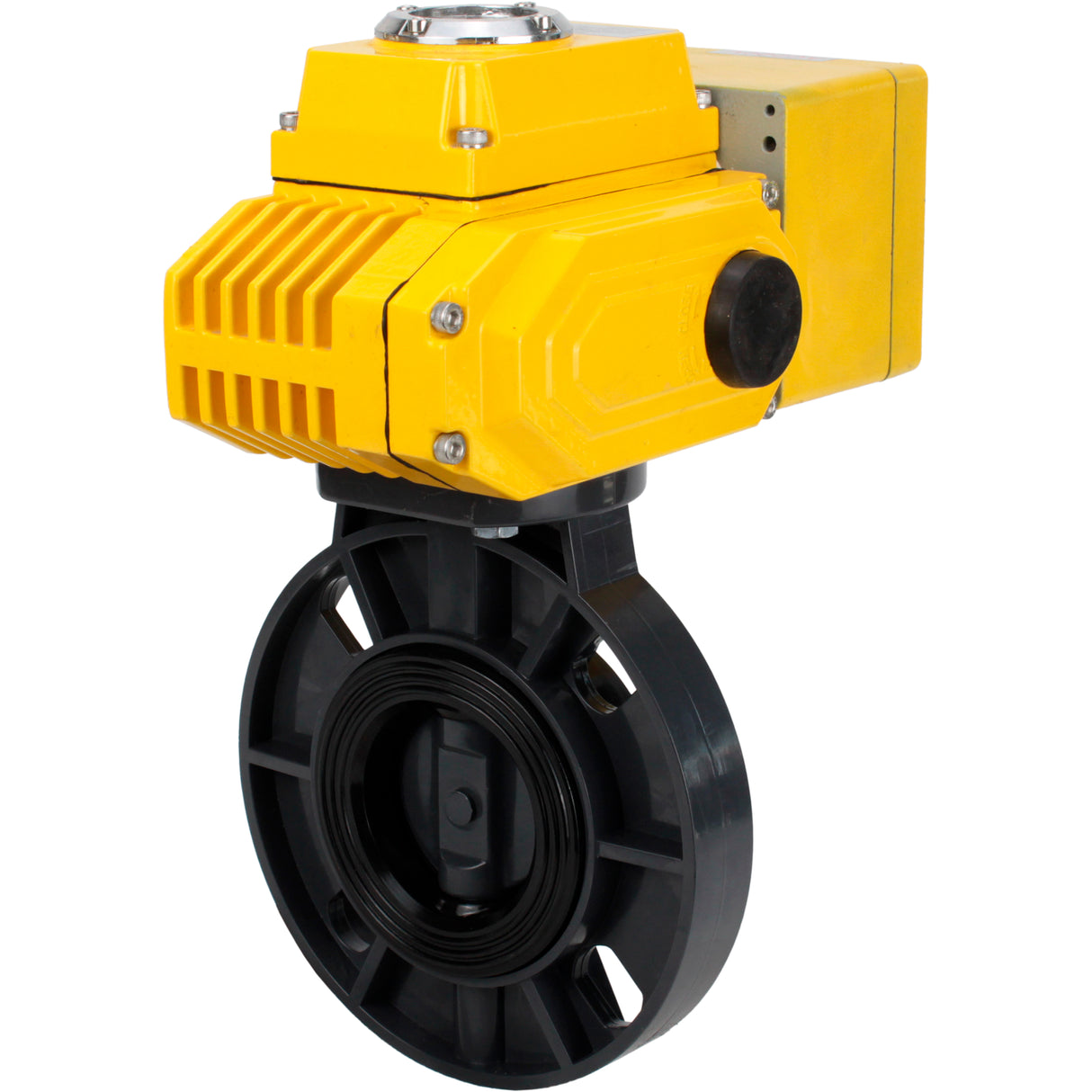 Butterfly valves Elephant WBV4242E-2W-Fb-ISO, body material - UPVC, disc material - UPVC, seal - EPDM, with quarter-turn actuator QT-N-EM-A1-220VAC-U1, feedback sensor and 4-20mA input control signal