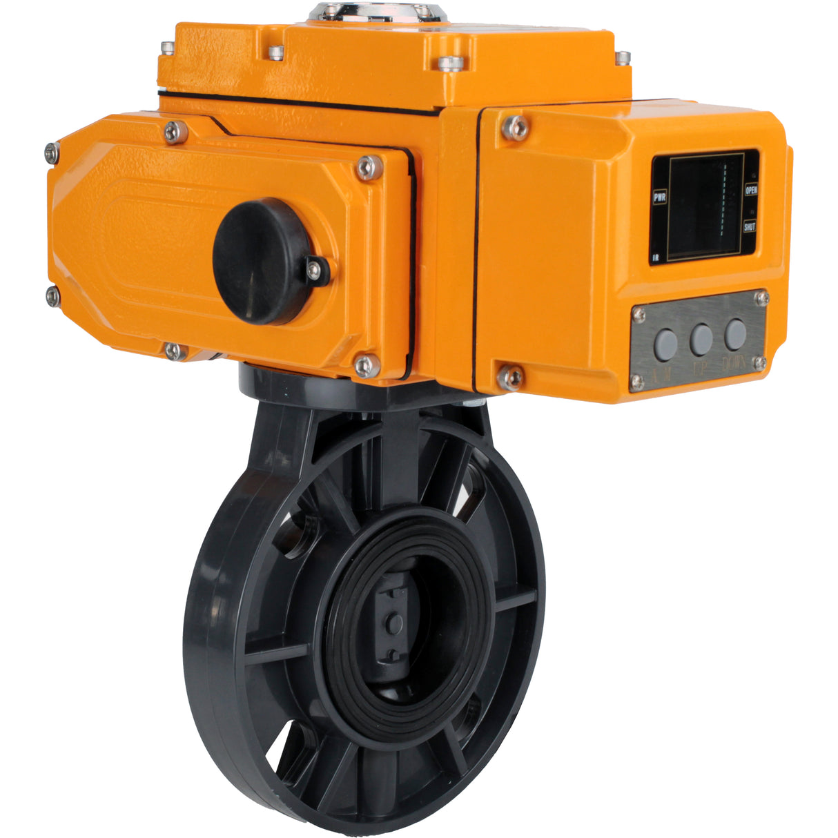 Butterfly valves Elephant WBV4242E-2W-Fb-ISO, body material - UPVC, disc material - UPVC, seal - EPDM, with quarter-turn actuator QT-N-EM-A1-220VAC-U1 HARK, feedback sensor and 4-20mA input control signal