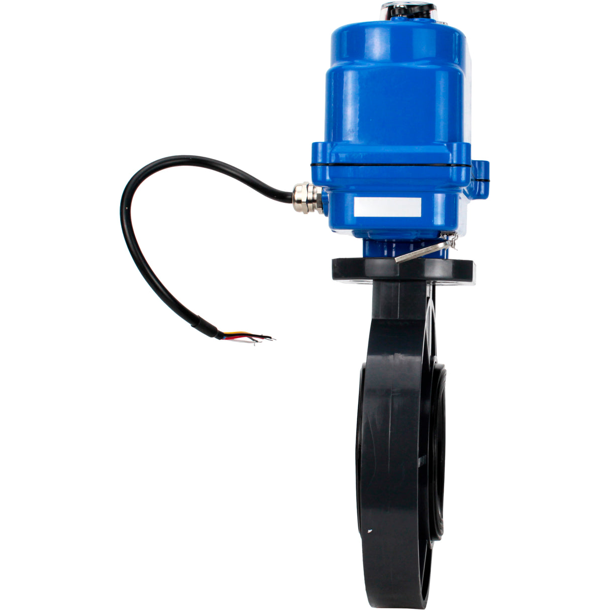 Butterfly valves Elephant WBV4242E-2W-Fb-ISO, body material - UPVC, disc material - UPVC, seal - EPDM, with quarter-turn actuator QT-N-003EM-O1-24VDC-U1 blue