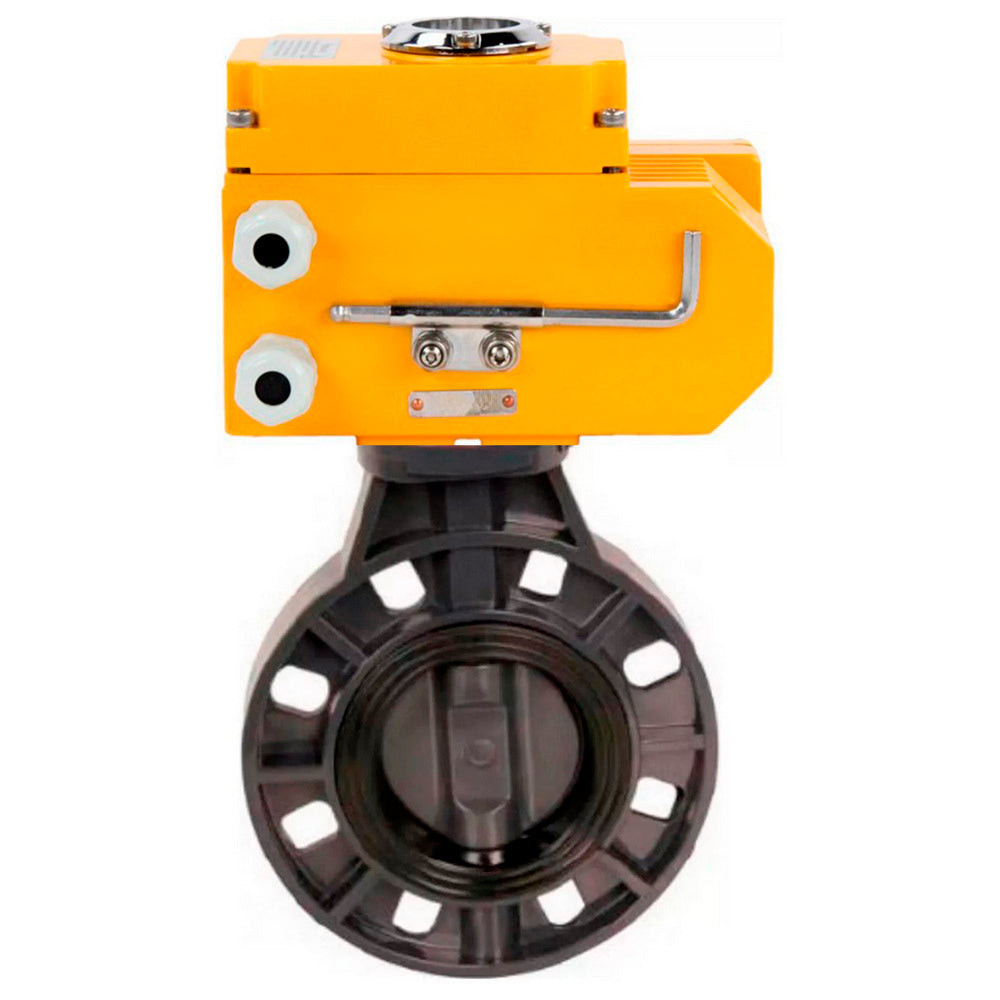 Butterfly valves Elephant WBV4242E-2W-Fb-ISO, body material - UPVC, disc material - UPVC, seal - EPDM, with quarter-turn actuator QT-N-EM-O1-24VDC-U1 24V