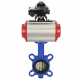 Wasser-Drosselklappe Elephant WBV1332N-2W-Fb-H Gehäusematerial - Grauguss GGG50, Scheibenmaterial - Edelstahl 316L, Dichtung - NBR mit pneumatischem Antrieb DA, pneumatischem Verteiler 4M310-08 24V und Endschalterblock APL-210N