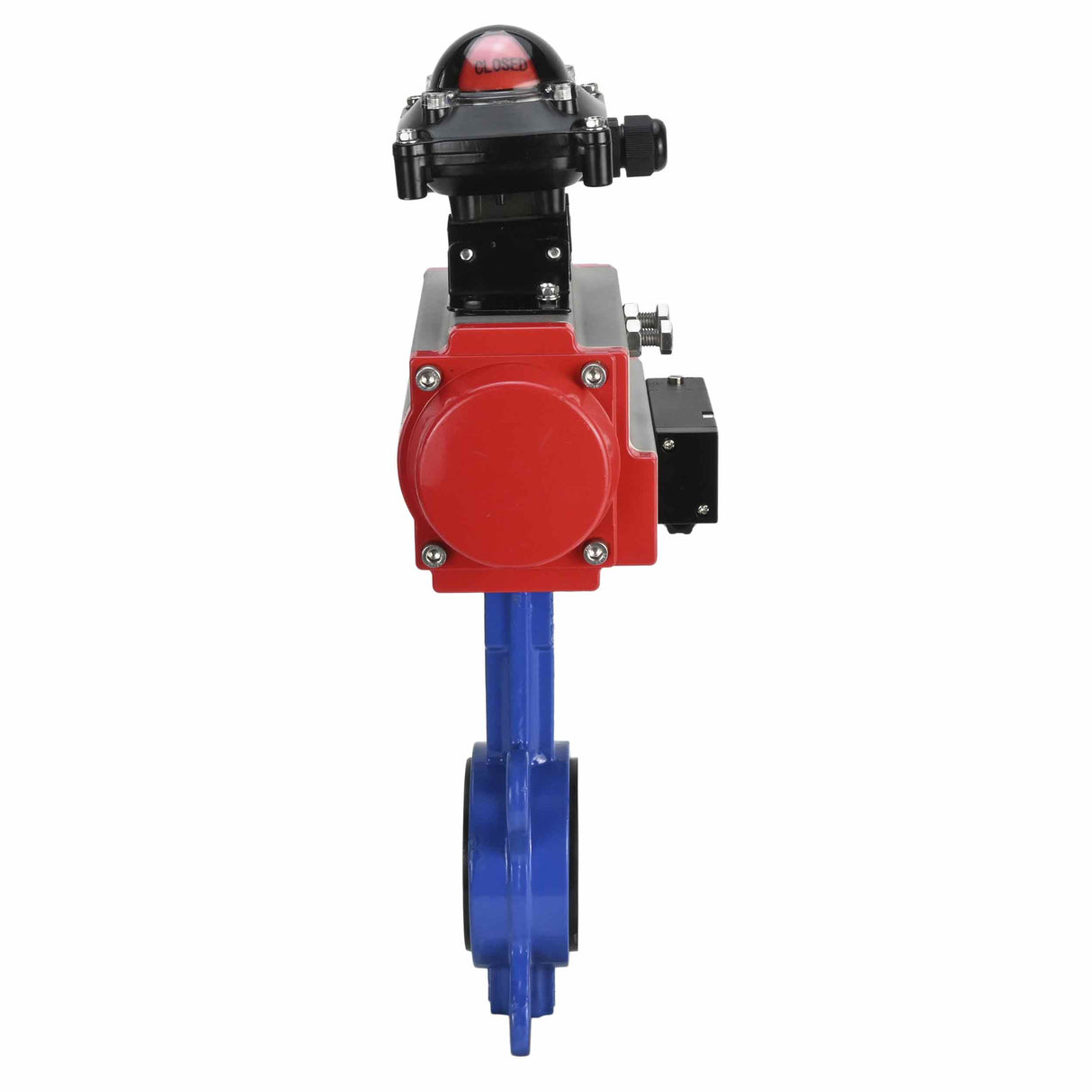 Wasser-Drosselklappe Elephant WBV1332N-2W-Fb-H Gehäusematerial - Gusseisen GGG50, Scheibenmaterial - Edelstahl 316L, Dichtung - NBR mit pneumatischem Antrieb DA, pneumatischem Verteiler 4M310-08 220V und Endschalterblock APL-210N