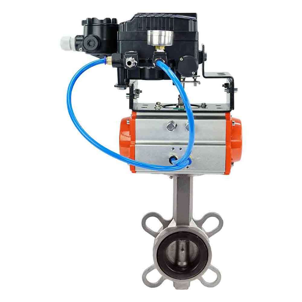 Wasser-Schmetterlingsventil Elephant 316l-epdm-elephant-sa-yt1000rsi, Gehäusematerial - Edelstahl AISI 316L, Scheibenmaterial - Edelstahl AISI 316L, Dichtung - EPDM, pneumatisch betätigter Antrieb